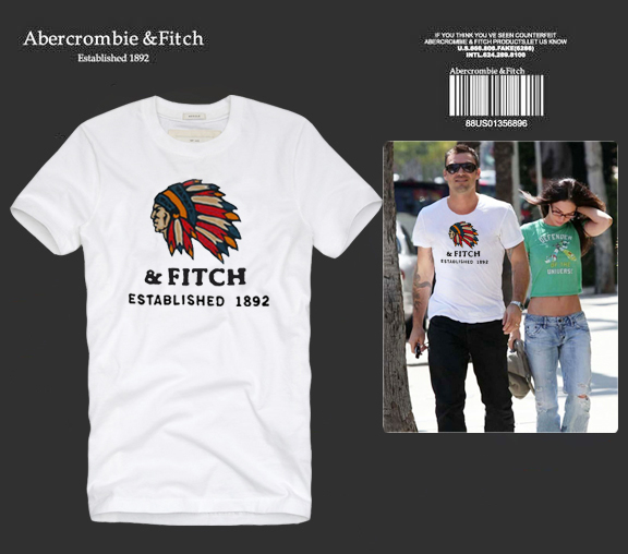 Abercrombie Fitch Hombres De Cuello Redondo Con Gente Fotos Corto Remera AF5674